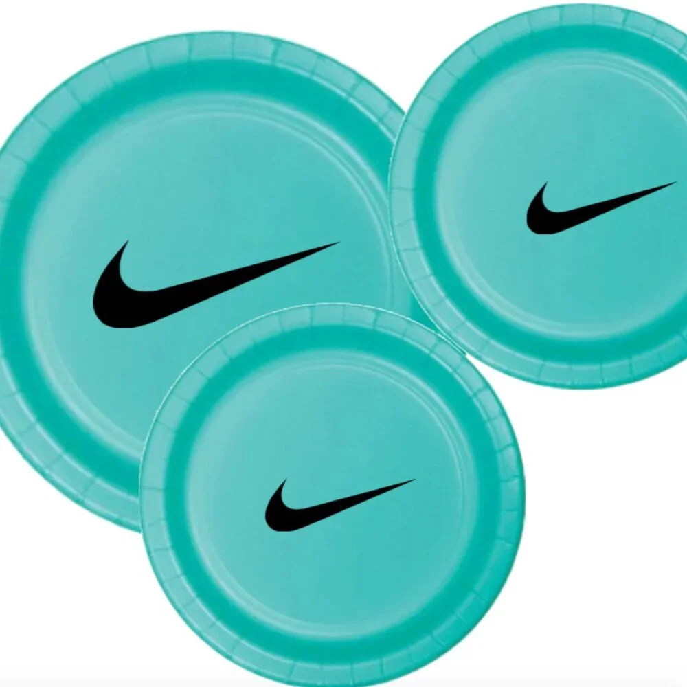 Sw00sh Plates | Teal Basketball Party Paper Plates | Disposable 45 pcs